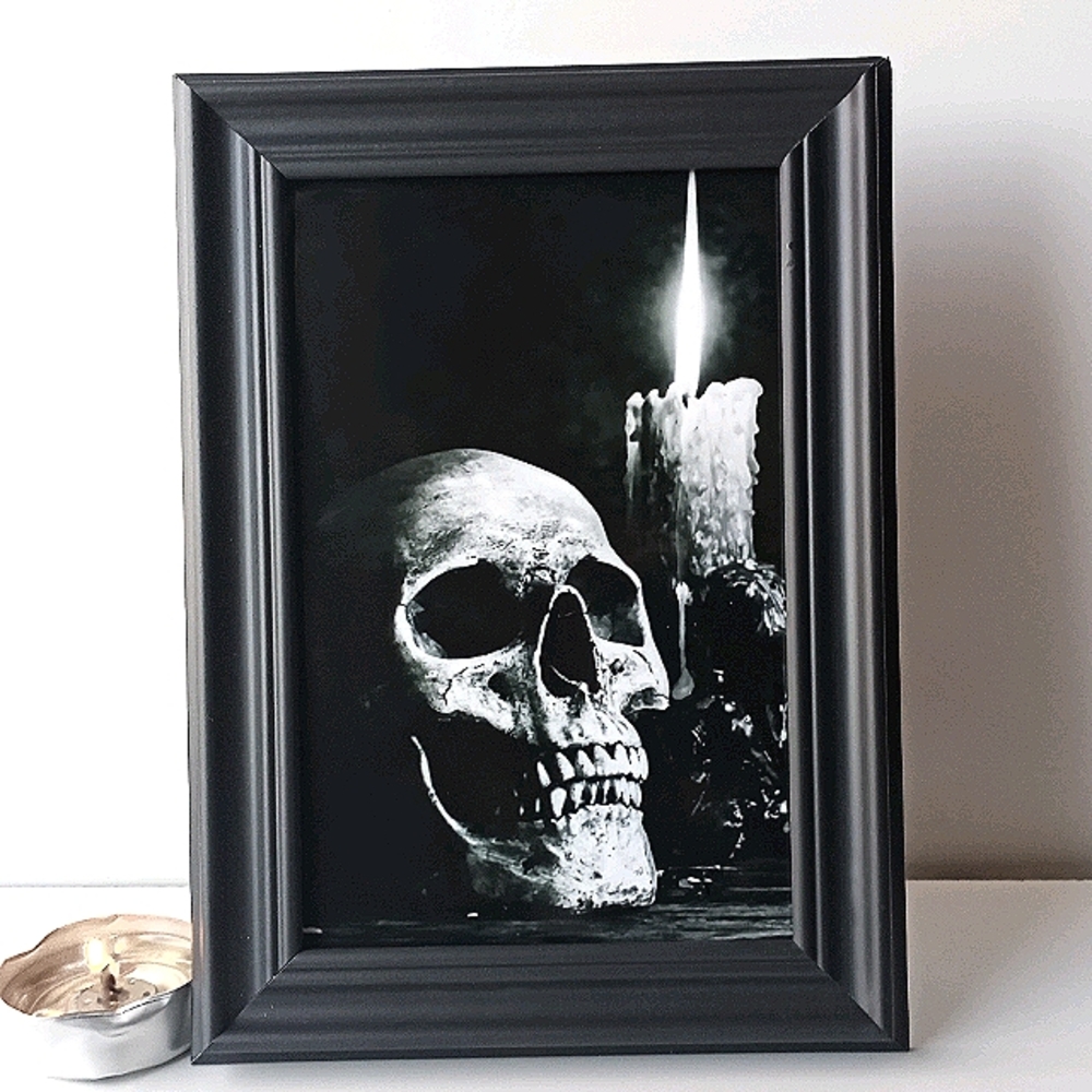 Memento Mori Skull Candle Gothic Goth Punk Decor Gothi  Skull Photo Print Decor